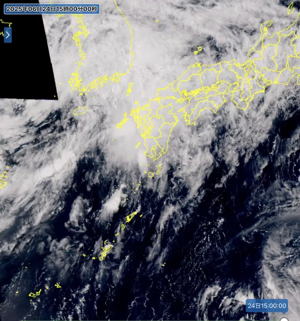 2025年6月24日15時の日本周辺の衛星可視画像
