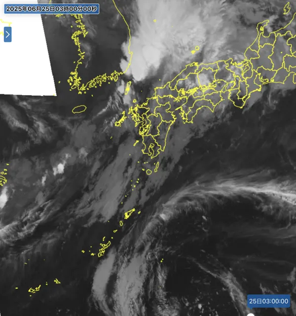 2025年6月25日3時の日本周辺の衛星赤外画像