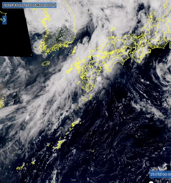 2025年6月25日15時の日本周辺の衛星可視画像