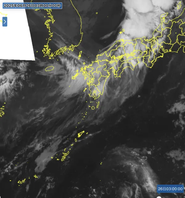 2025年6月26日3時の日本周辺の衛星赤外画像