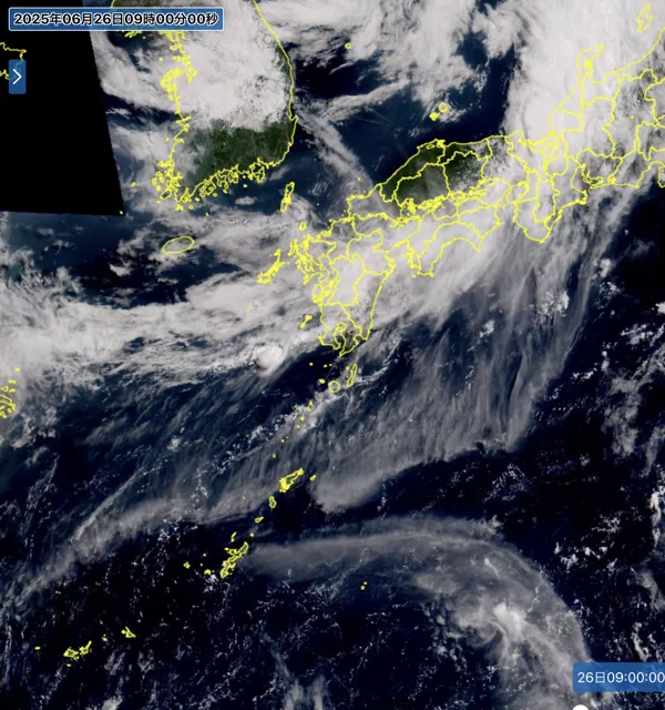 2025年6月26日9時の日本周辺の衛星可視画像