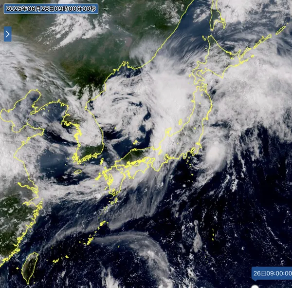 2025年6月26日の日本周辺の衛星画像（9時）