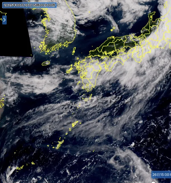 2025年6月26日15時の日本周辺の衛星可視画像