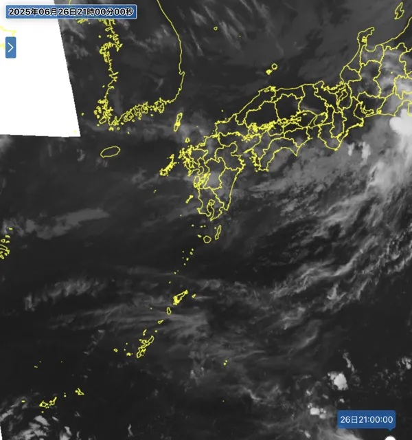 2025年6月26日21時の日本周辺の衛星赤外画像