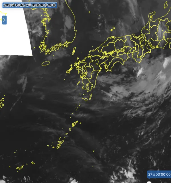 2025年6月27日3時の日本周辺の衛星赤外画像