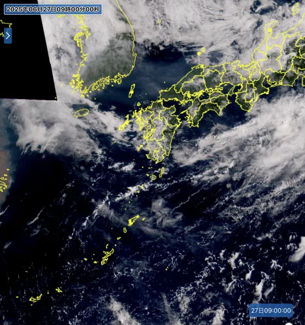 2025年6月27日9時の日本周辺の衛星可視画像