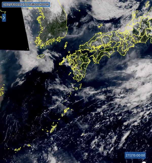 2025年6月27日15時の日本周辺の衛星可視画像