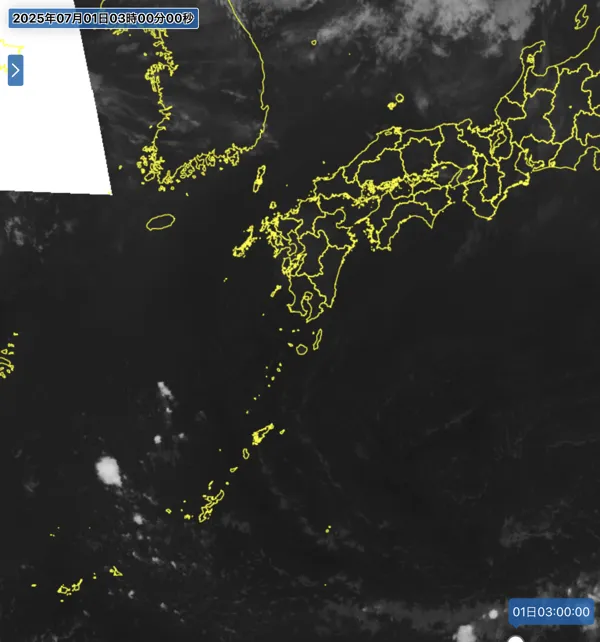 2025年7月1日3時の日本周辺の衛星赤外画像