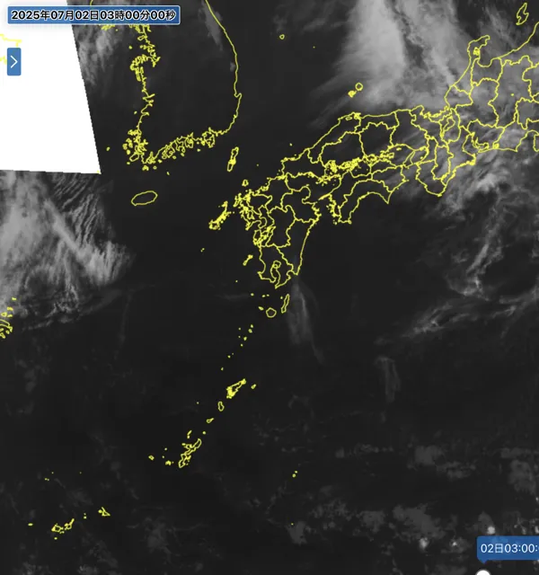 2025年7月2日3時の日本周辺の衛星赤外画像