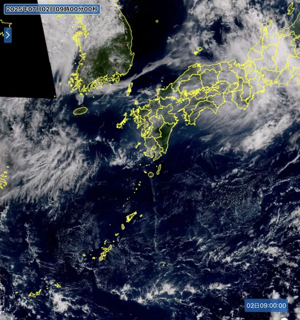 2025年7月2日9時の日本周辺の衛星可視画像