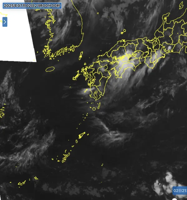 2025年7月2日21時の日本周辺の衛星赤外画像