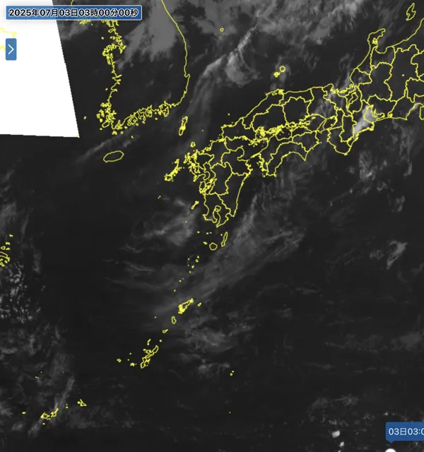 2025年7月3日3時の日本周辺の衛星赤外画像