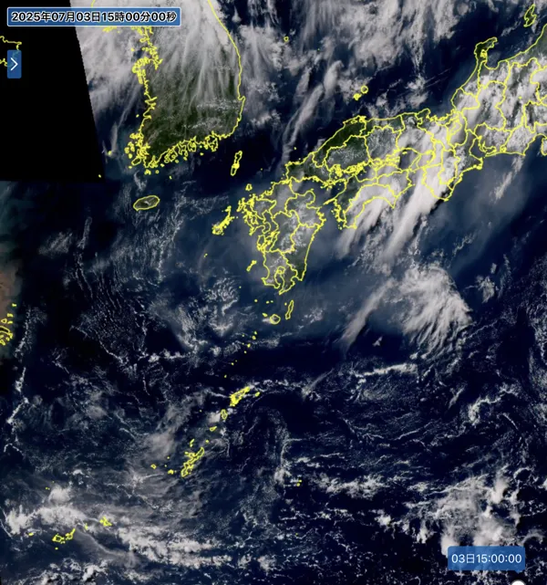 2025年7月3日15時の日本周辺の衛星可視画像