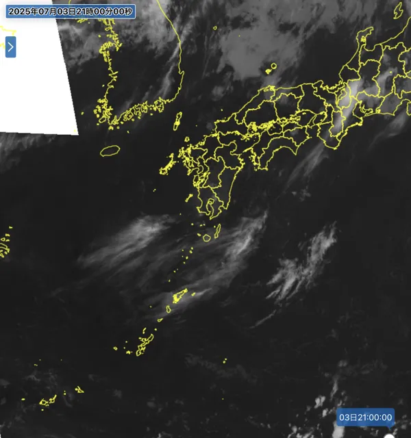 2025年7月3日21時の日本周辺の衛星赤外画像