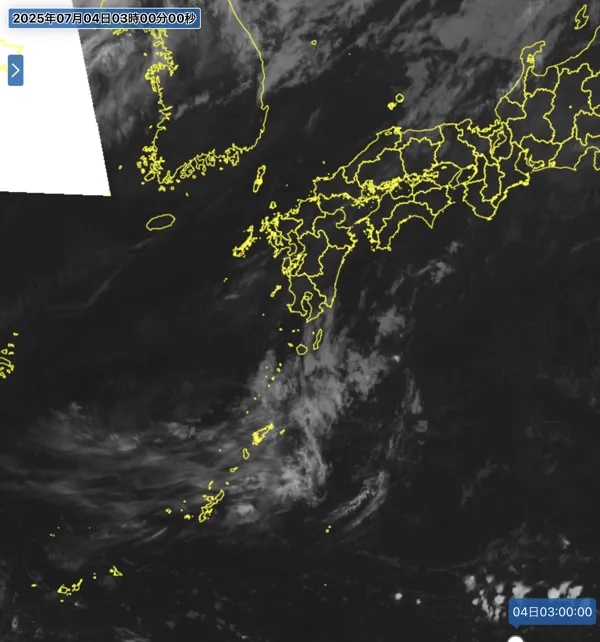 2025年7月4日3時の日本周辺の衛星赤外画像