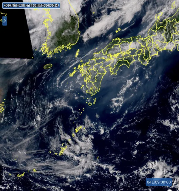 2025年7月4日9時の日本周辺の衛星可視画像