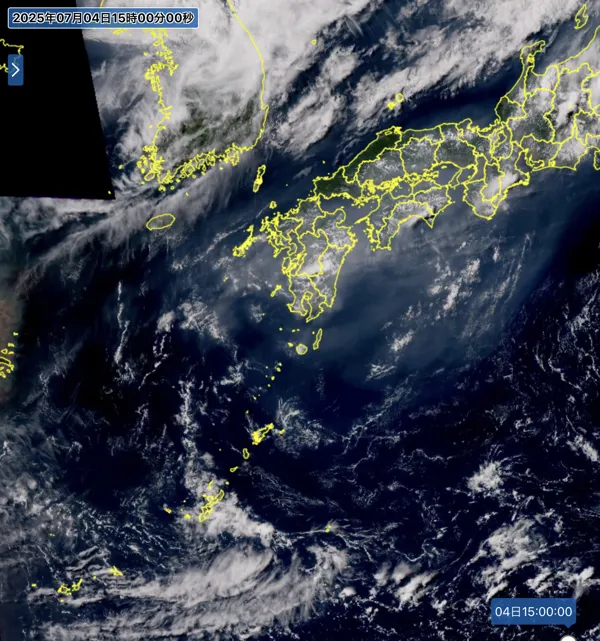 2025年7月4日15時の日本周辺の衛星可視画像