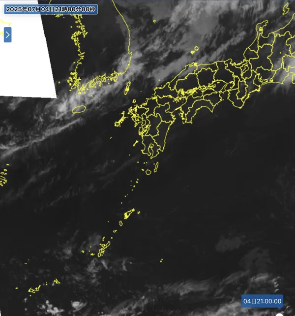 2025年7月4日21時の日本周辺の衛星赤外画像