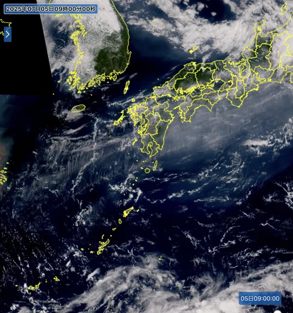 2025年7月5日9時の日本周辺の衛星可視画像