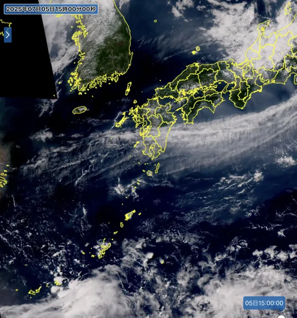 2025年7月5日15時の日本周辺の衛星可視画像