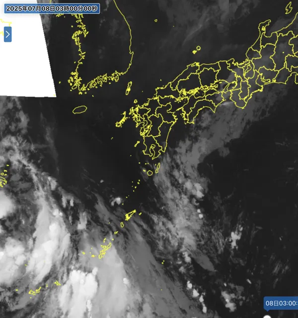 2025年7月8日3時の日本周辺の衛星赤外画像