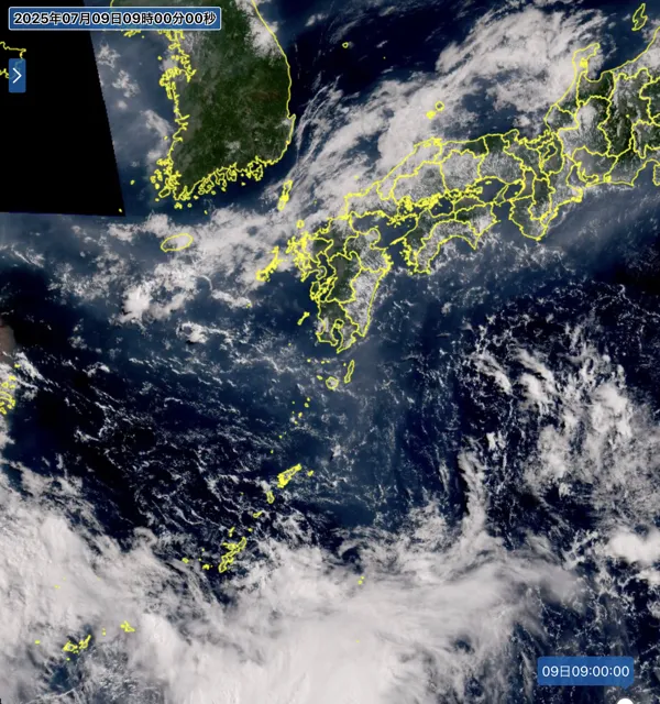 2025年7月9日9時の日本周辺の衛星可視画像