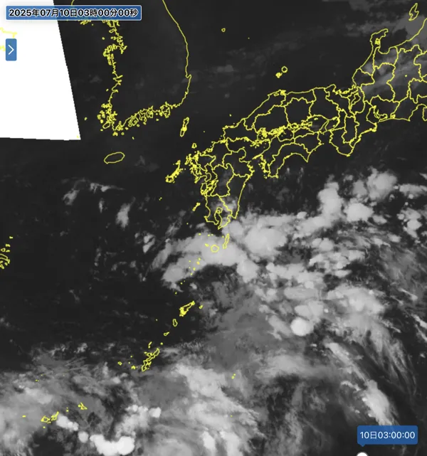 2025年7月10日3時の日本周辺の衛星赤外画像