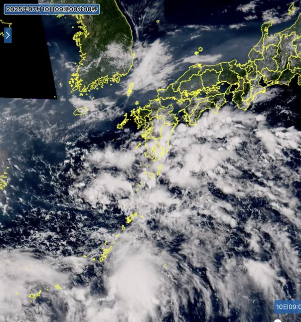 2025年7月10日9時の日本周辺の衛星可視画像