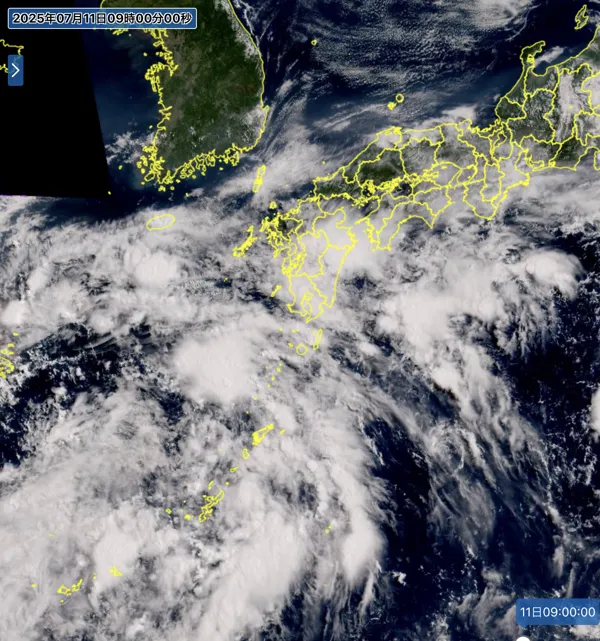 2025年7月11日9時の日本周辺の衛星可視画像
