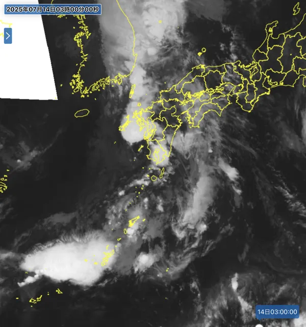 2025年7月14日3時の日本周辺の衛星赤外画像