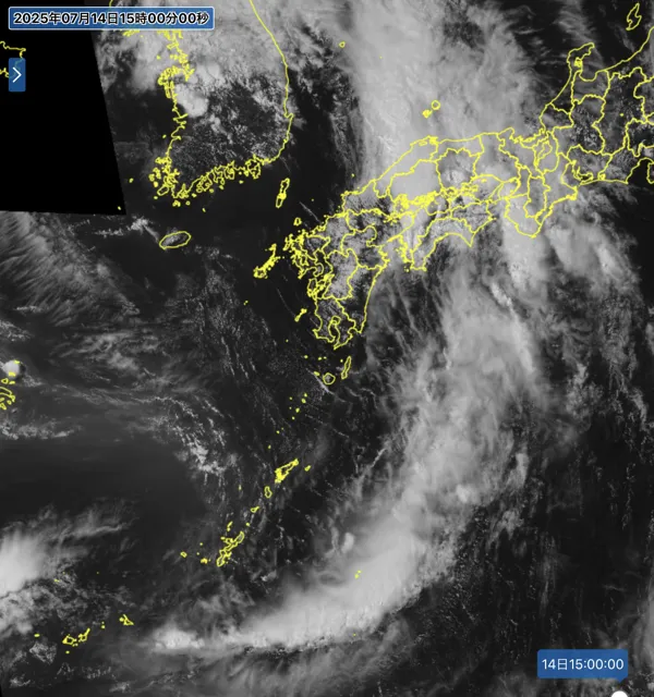 2025年7月14日15時の日本周辺の衛星可視画像