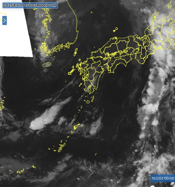 2025年7月15日3時の日本周辺の衛星赤外画像