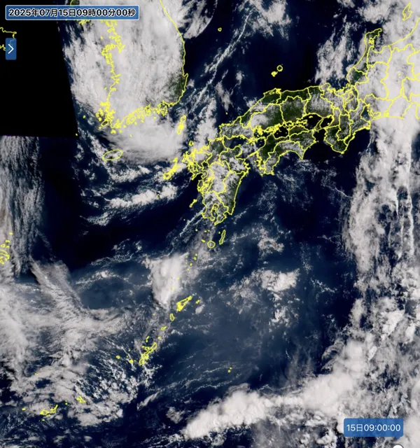 2025年7月15日9時の日本周辺の衛星可視画像