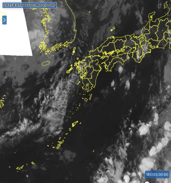 2025年7月16日3時の日本周辺の衛星赤外画像