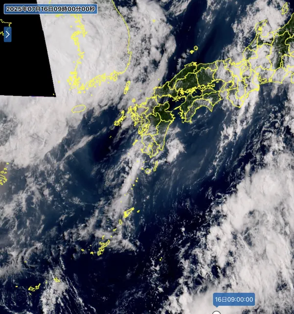 2025年7月16日9時の日本周辺の衛星可視画像