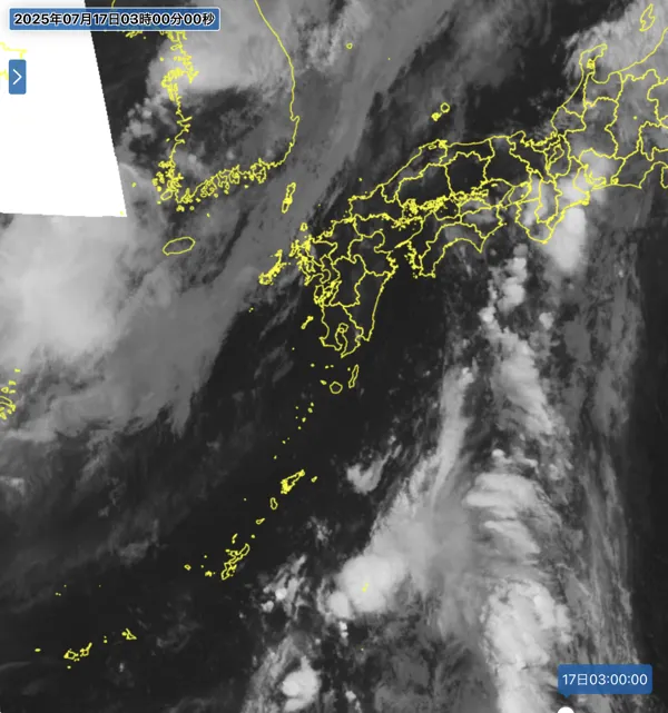 2025年7月17日3時の日本周辺の衛星赤外画像