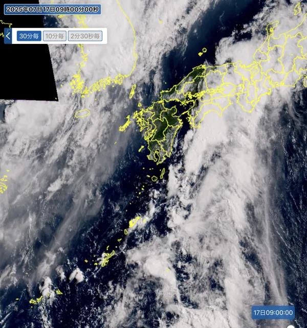 2025年7月17日9時の日本周辺の衛星可視画像