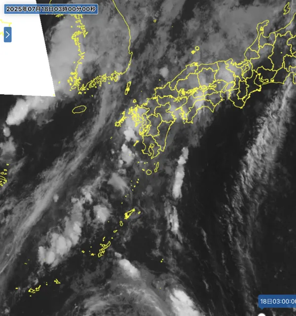 2025年7月18日3時の日本周辺の衛星赤外画像