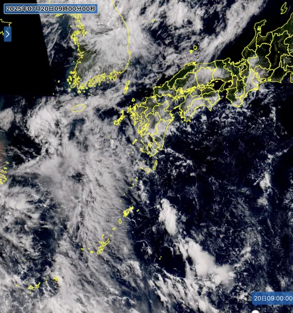 2025年7月20日9時の日本周辺の衛星可視画像