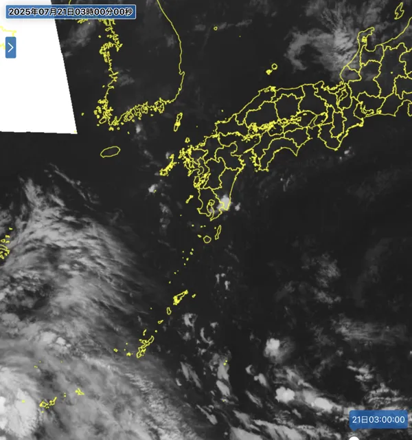 2025年7月21日3時の日本周辺の衛星赤外画像