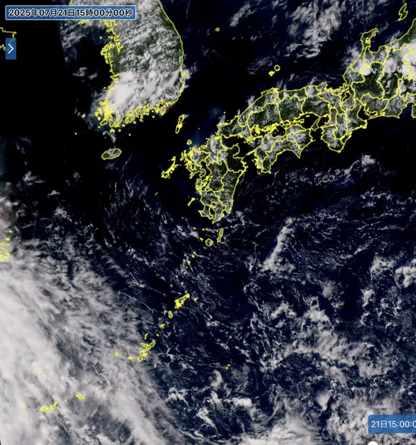 2025年7月21日15時の日本周辺の衛星可視画像
