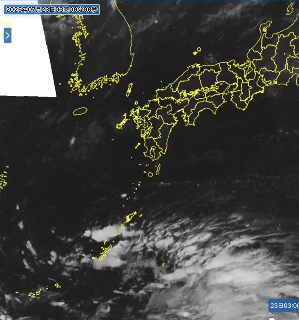 2025年7月23日3時の日本周辺の衛星赤外画像