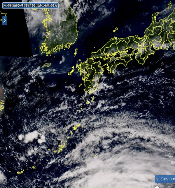 2025年7月23日9時の日本周辺の衛星可視画像