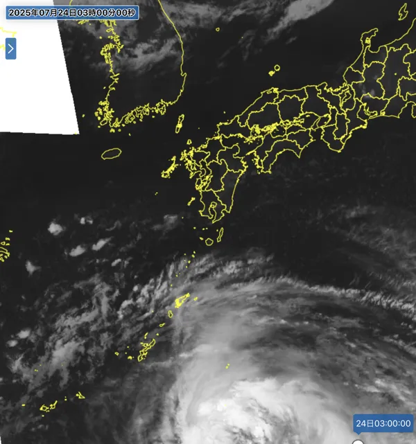 2025年7月24日3時の日本周辺の衛星赤外画像