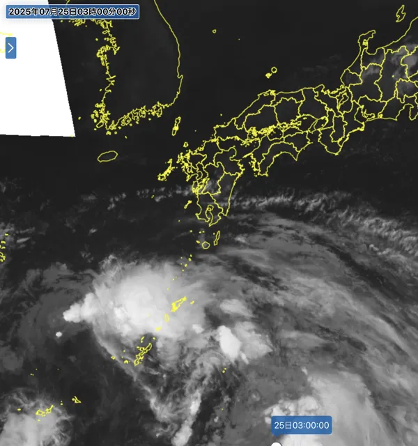 2025年7月25日3時の日本周辺の衛星赤外画像