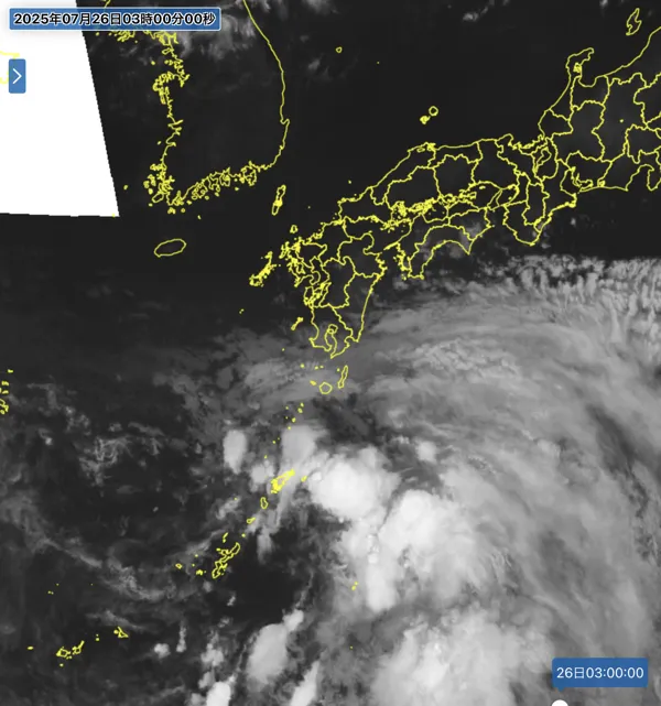 2025年7月26日3時の日本周辺の衛星赤外画像