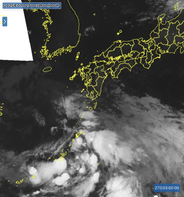 2025年7月27日3時の日本周辺の衛星赤外画像