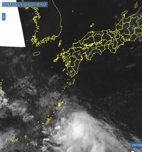 2025年7月28日3時の日本周辺の衛星赤外画像