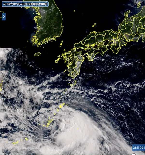 2025年7月28日9時の日本周辺の衛星可視画像