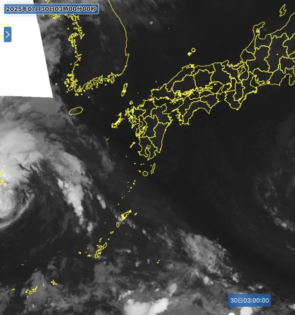 2025年7月30日3時の日本周辺の衛星赤外画像